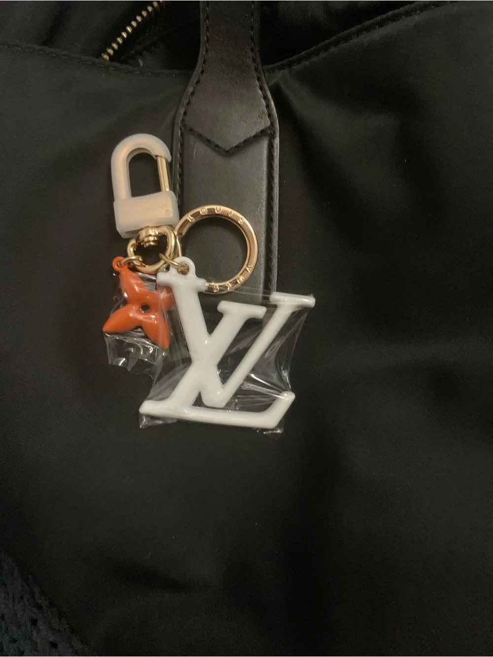 Luxury White & Orange Initials Key Charm